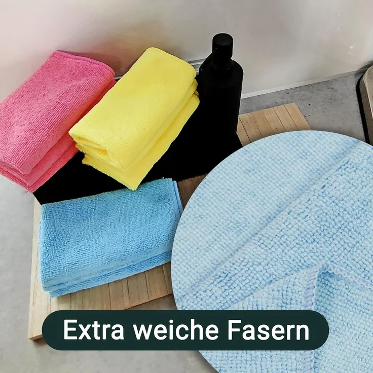 ZOLLNER 9er Set Mikrofasertücher für streifenfreien Glanz, saugstark, farblich gemischt – Bild 6