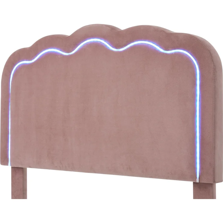 Polsterbett 90×190 cm aus Samt-Stoff mit LED-Beleuchtung, rosa – Bild 8