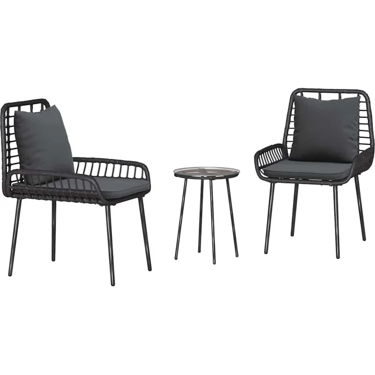 vidaXL Garten Essgruppe 3 pcs Schwarz und Anthrazit Poly-Rattan 42010356 – Bild 1