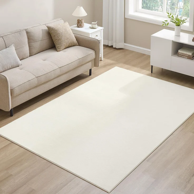 SONGMICS Teppich, 160x230 cm, Wohnzimmerteppich, Rutschfester Teppich, Dekoration, für Wohnzimmer, Schlafzimmer, maschinenwaschbar, modern, cremeweiß TAR013WZ02
