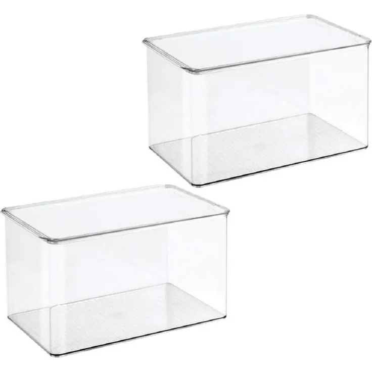 mDesign Aufbewahrungsbox Organizer Stapelkiste 2er-Set Deckel Transparent