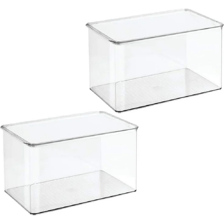 mDesign Aufbewahrungsbox Organizer Stapelkiste 2er-Set Deckel Transparent – Bild 1