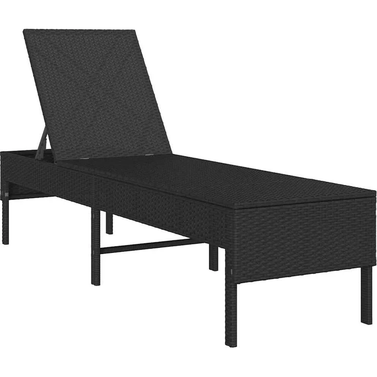 vidaXL Sonnenliege mit Auflage Schwarz 55x200x44 cm Poly Rattan 4104100 – Bild 3