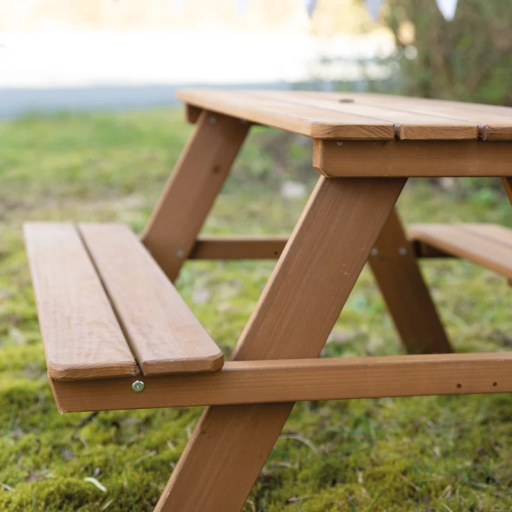 roba Kindersitzgruppe 'Outdoor+' - wetterfeste Sitzgarnitur 'Picknick for 4' - Massivholz - Teak-Optik – Bild 2