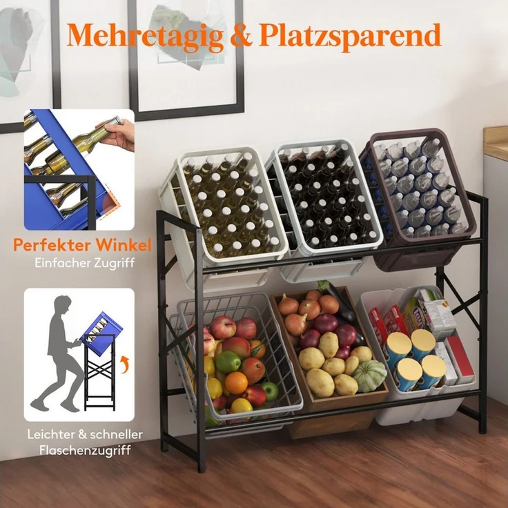 Lifewit Regal Getränkekistenregal 6 Kisten hoch, Bierkasten Wasserkasten Ständer, Platzsparend – Bild 4