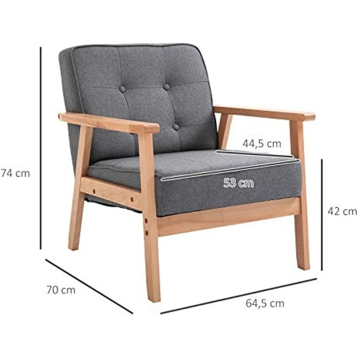 HOMCOM Sessel Polsterstuhl mit Armlehnen – Bild 3