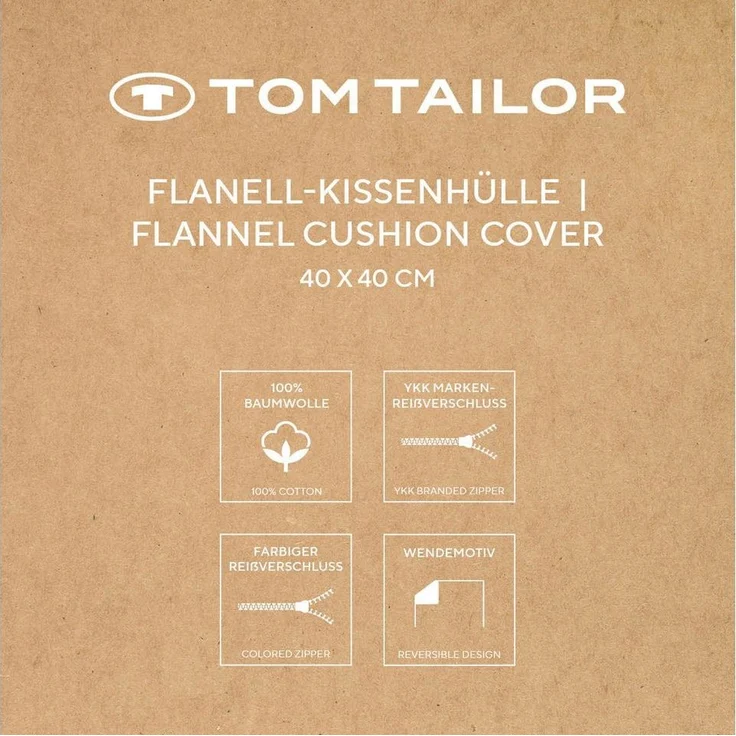 TOM TAILOR HOME Kissenbezüge new bedroom, Classic Check, 40x40cm oder 40x80cm, (1 Stück), Wendedesign mit Markenreißverschluss – Bild 2