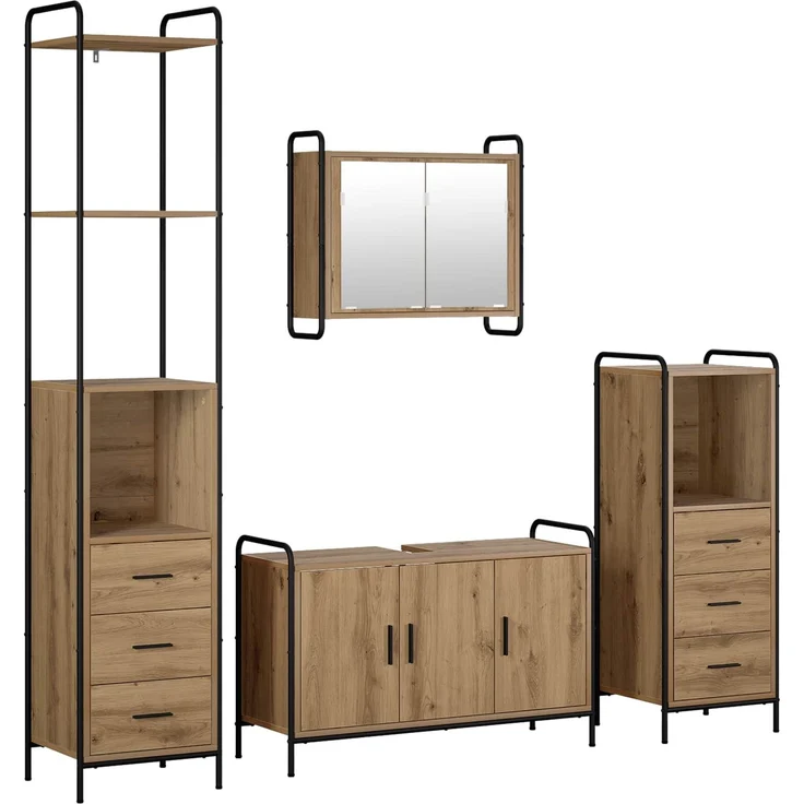 vidaXL Badezimmerschrank-Set 4 stk. Artisan-Eiche 40 x 36 x 200,5 cm 3444674 – Bild 2