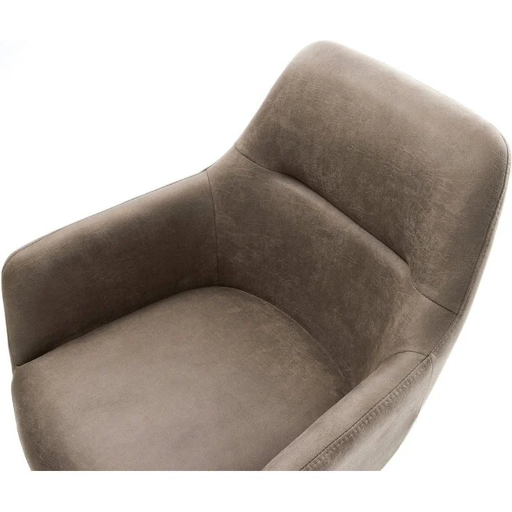 Drehstuhl Pejo-Flex Mikrofaser Taupe Vintage Kreuzgestell breit Effektfinish Titan 360° drehbar Taschenfederkern – Bild 5