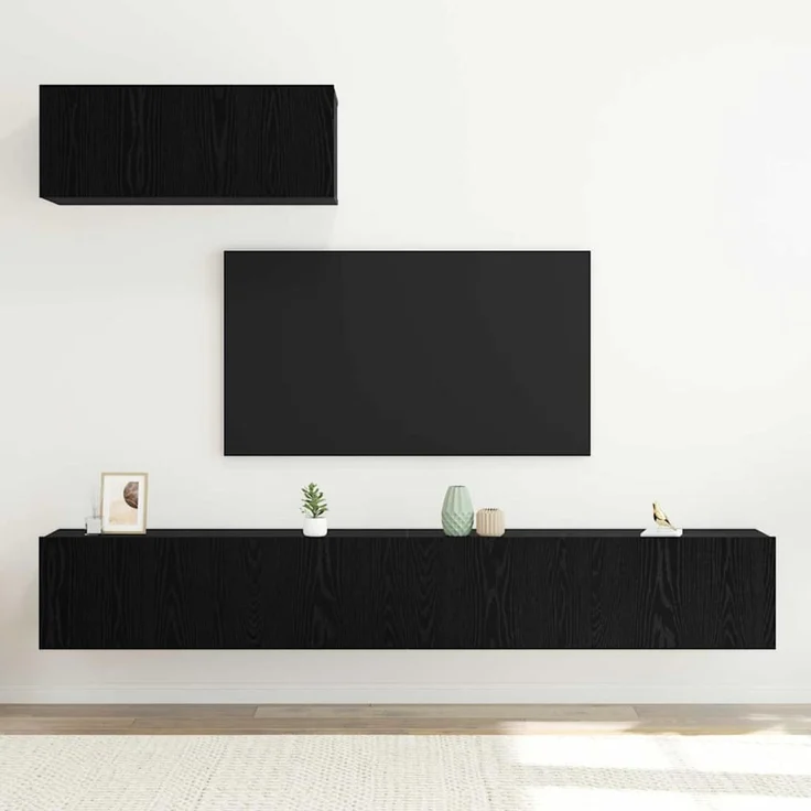vidaXL TV-Schrankset Wandmontiert 3 pcs Schwarze Eiche Holzwerkstoff 3332537 – Bild 4