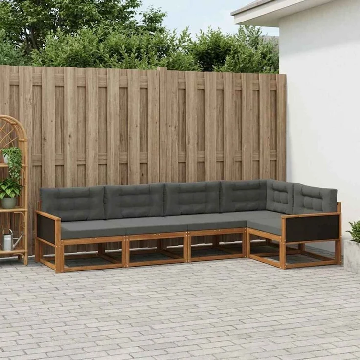 vidaXL Outdoor-Sofagarnitur 5 stk. 5-Sitzer Natur und Anthrazit 3382555 – Bild 1