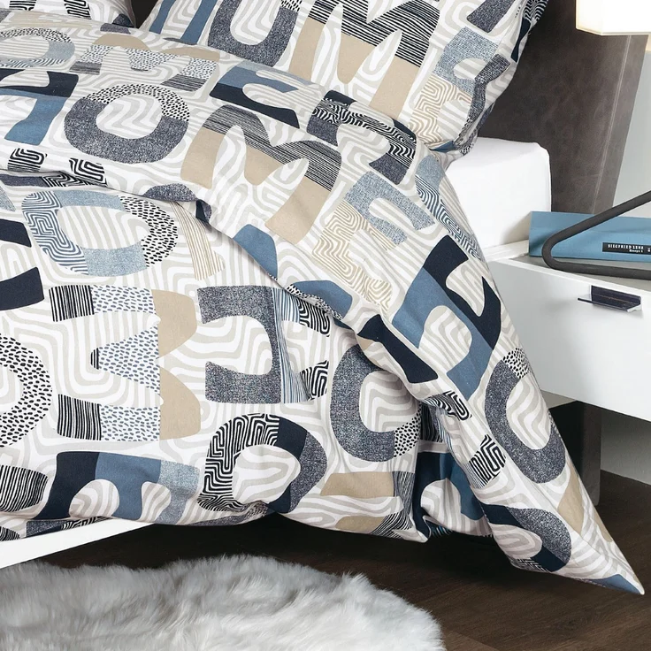Bettwäsche Janine Mako Satin Palermo 31131-02 Home sand blau 135x200 – Bild 3