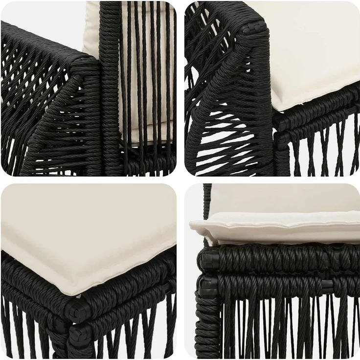 vidaXL Gartensofa-set 6 stk. 6-Sitzer Schwarz und Cremeweiß 3435514 – Bild 7