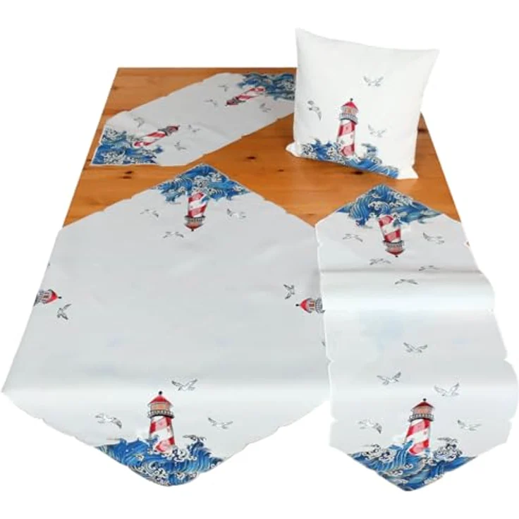 matches21 HOME & HOBBY Kissenbezüge Kissenbezug YVONNE 40 x 40 cm mit maritimer Stickerei – Küstenflair, (1 Stück), Kissenhülle für Sofakissen Dekokissen Zierkissen – Bild 3