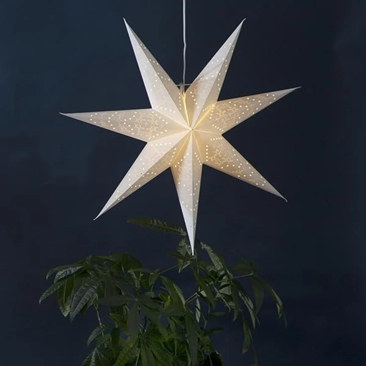 Weihnachtsstern Sensy von Star Trading, 3D Papierstern Weihnachten in Weiß, Dekostern zum Aufhängen mit Kabel, E14 Fassung, Ø: 70 cm – Bild 4