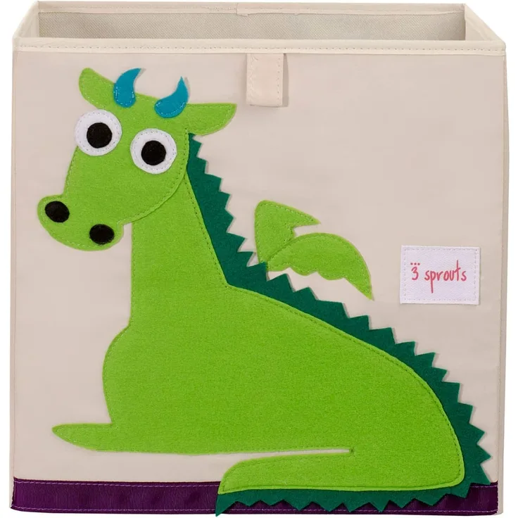 3 Sprouts - Kubische Aufbewahrungsbox - Organisationscontainer für Kinder & Kleinkinder, Drachen
