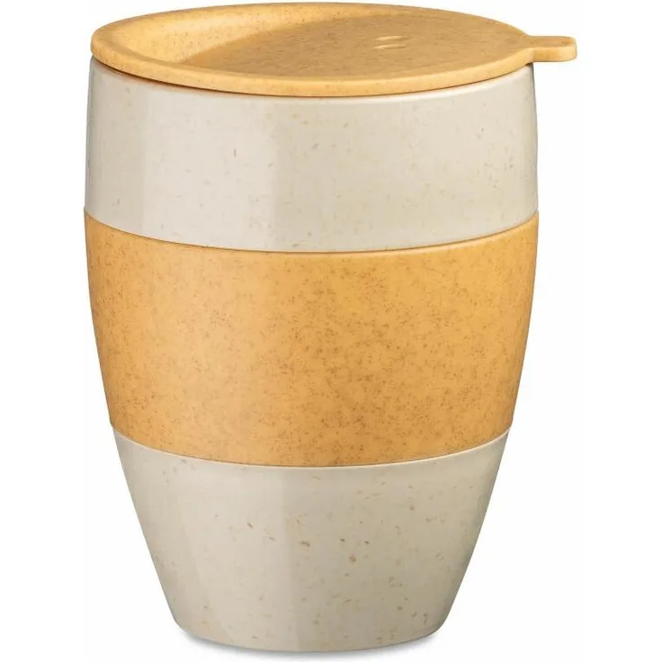 Koziol Thermobecher Aroma To Go 2. 0, Isolierbecher, Biozirkulärer Kunststoff, Nature Desert Sand / Nature Wood, 400 ml, 7589277