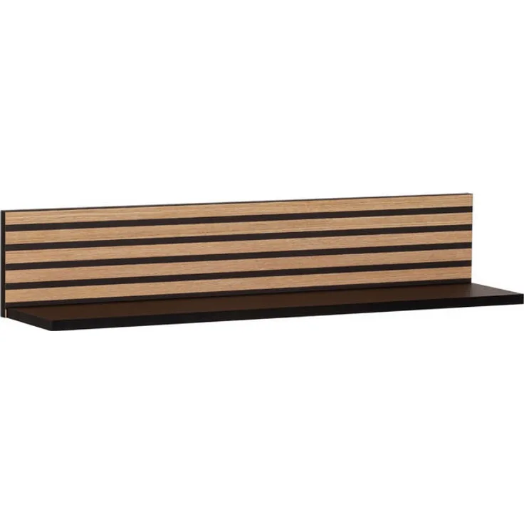 PROREGAL Wandregal Zebra, Schwarz, Holz, 80x16x17 cm, stabile Spanplatte mit Akustikplattenoptik, Made in Germany