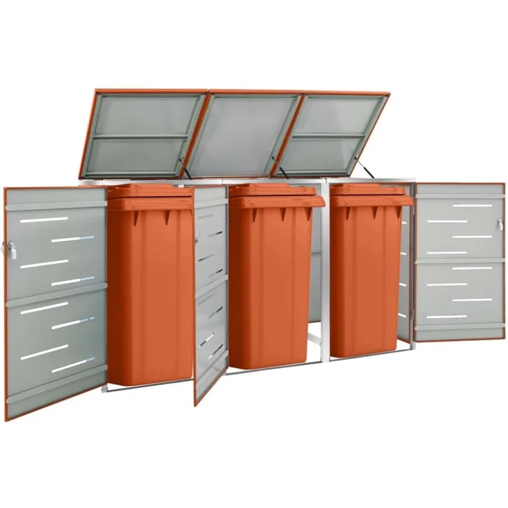 vidaXL Mülltonnenbox für 3 Tonnen 207x77,5x112,5 cm Edelstahl 149564