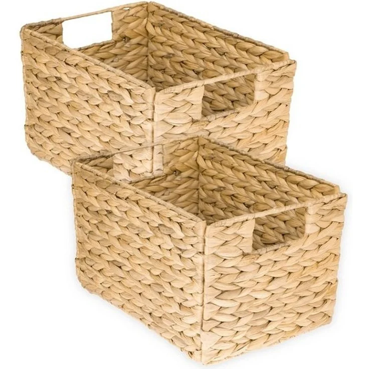 HMF Aufbewahrungskorb faltbarer Korb geflochten aus Wasserhyazinthe Seegras (2 St), handgefertigter Flechtkorb, 32 x 23 x 20 cm – Bild 4