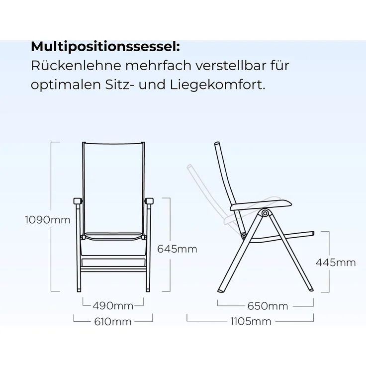 KETTLER Set 4x Klappsessel Multipositionssessel CROWD Anthrazit – Bild 3