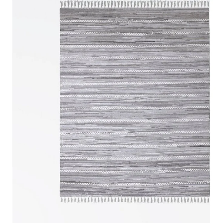 Wohnando Teppich MY-RUG Nandini, Chindi-Teppich 200x140 cm, rechteckig, Höhe: 10 mm, aus recycelten Baumwollresten, handgewebt, wendbar, mit Fransen – Bild 5