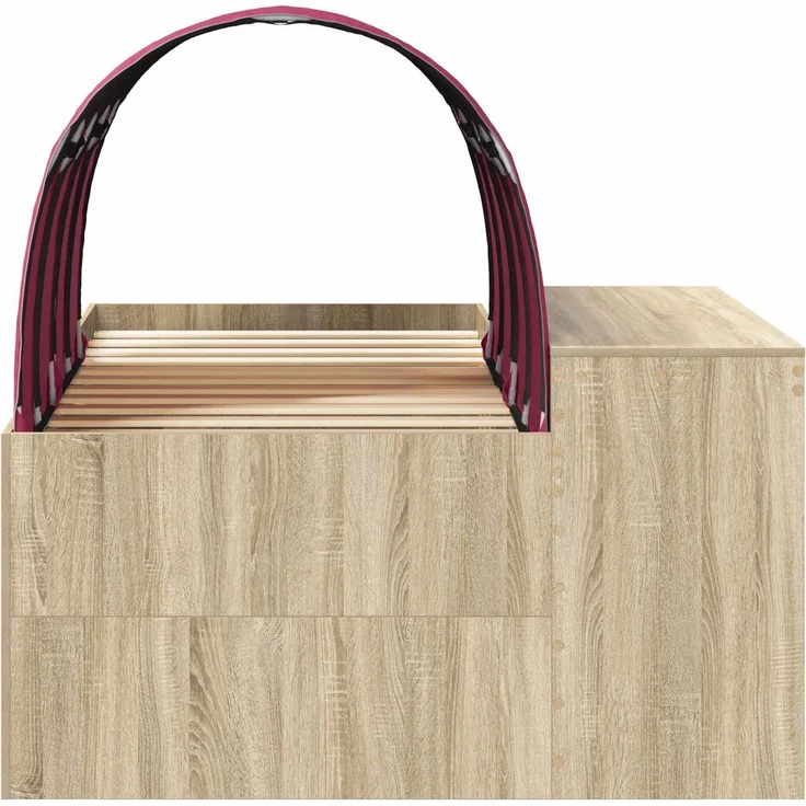 vidaXL Bett mit Tunnel 3 Stk. Artisian Eiche und Rot Holzwerkstoff 3423663 – Bild 7