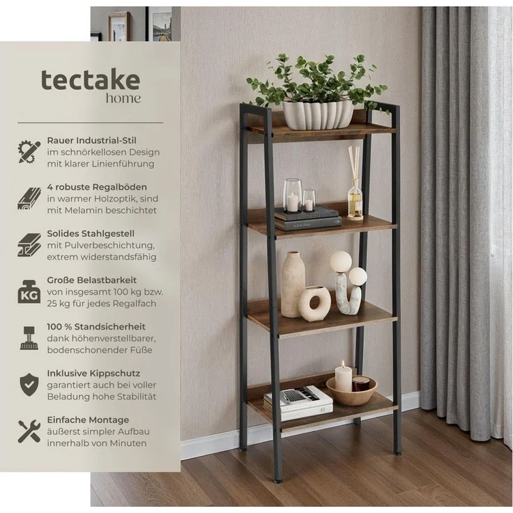 tectake Leiterregal Chatham, Set 1-tlg, Industrial Style – Bild 1