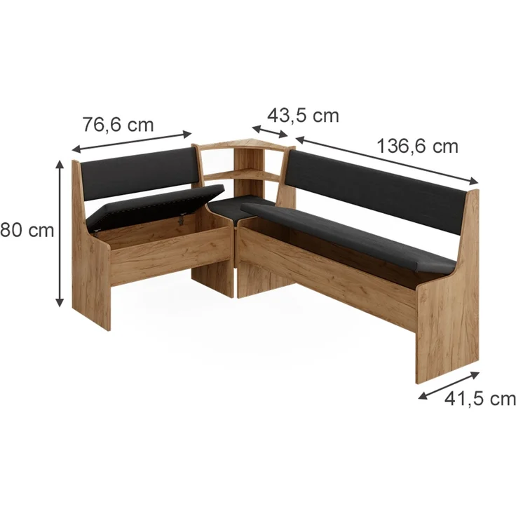 Eckbankgruppe Roman Goldkraft Eiche 120.1x180.1 cm Vicco – Bild 2