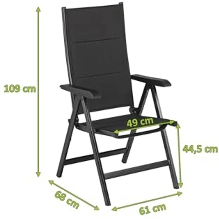 Kettler 'Basic Plus' Klappsessel mit verstellbarer Rückenlehne, Alu / Textilene, Schwarz – Bild 5
