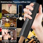 Senmudi Korkenzieher Elektrischer Weinöffner-Set, Wiederaufladbares 6-in-1,Nur 6 Sekunden, (mit Ladestation, Folienschneider, Weinausgießer und Vakuum-Weinstopfen, 6 tlg, Weinöffner-Geschenkset mit USB-Ladekabel Geschenk für Weinfreunde), Geeignet für ...