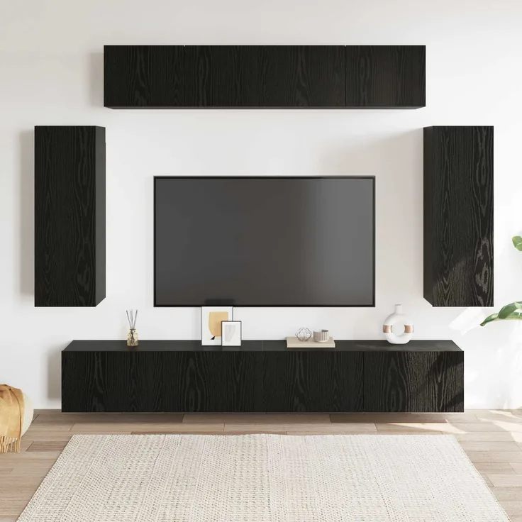vidaXL TV-Schrankset 6 stk. 100 x 30 x 30 cm Schwarz Eichen-Optik 3332583