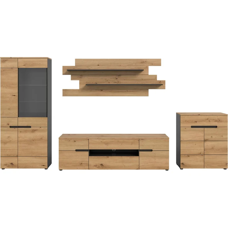 Wohnkombination (B/H/T: 375x190x44 cm) in Artisan Nachbildung – Bild 2