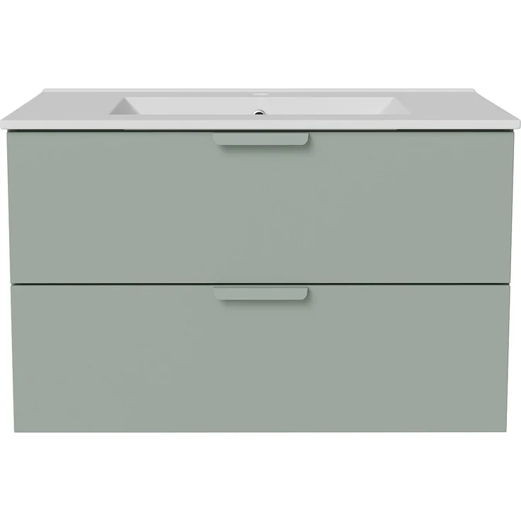 Vente-unique - Hängender Badezimmerschrank mit Einbauwaschbecken – Salbeigrün – B80 cm – AVORELI – Bild 3