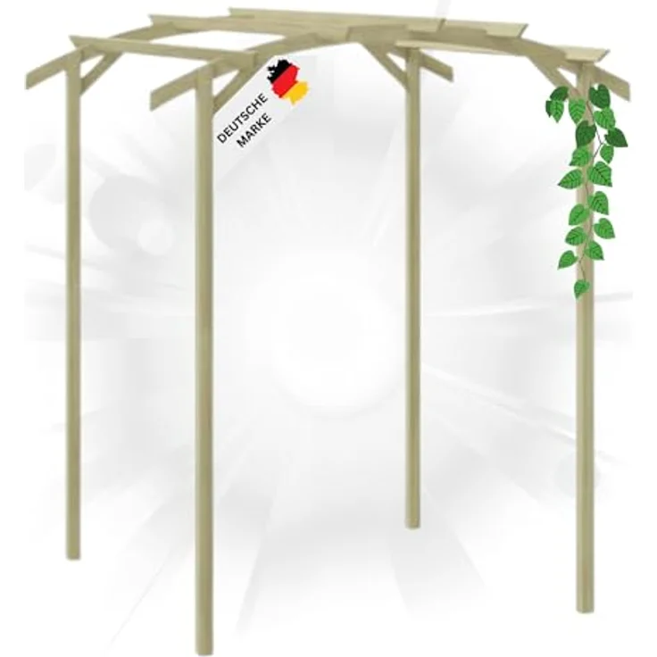 DELUKE® Pergola aus Holz FEOL 1,8x1,97x2,1m Kiefernholz Gartenbogen Rankhilfe Pergola Holz Bausatz freistehend Gartendeko Gartenpergola Rosenbogen – Bild 2