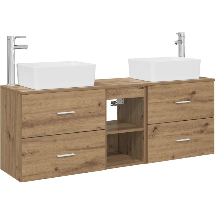 vidaXL Badezimmerschrank-Set 3 stk. Artisan-Eiche 136 x 35 x 80 cm 3405858 – Bild 2