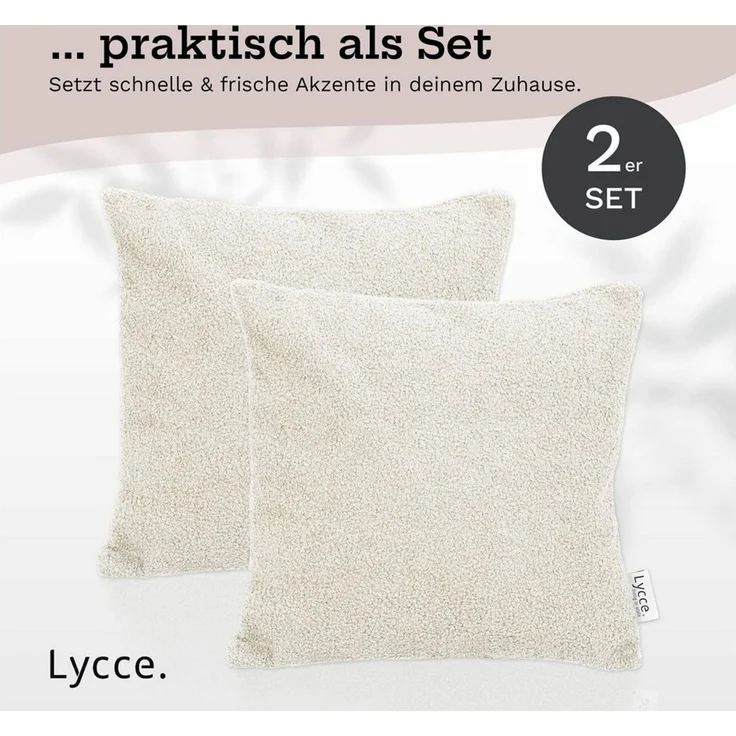 Lycce Dekokissen Lycce 2er Set Kissenhülle Bouclé 40x40 cm beige – Bild 2