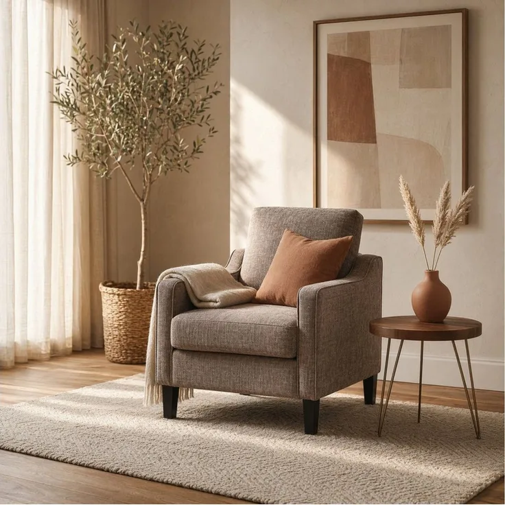 TLGREEN Loungesessel Accent Sessel mit Kissen,Chenille Polstersessel – 75×71×90 cm (Bequemes Einzelsitz-sofa),Lesesessel bequem, fur Wohnzimmer, Büro & Wohnung,Apartment