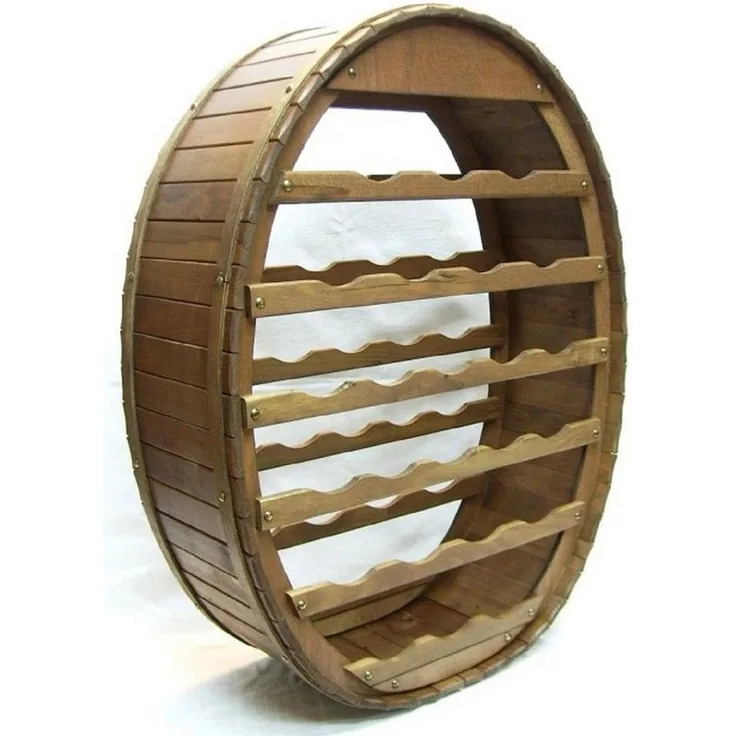 DanDiBo Weinregal Holz Wand Weinfass 24 Flaschen Braun Wandregal Flaschenregal Flaschenhalter Fass