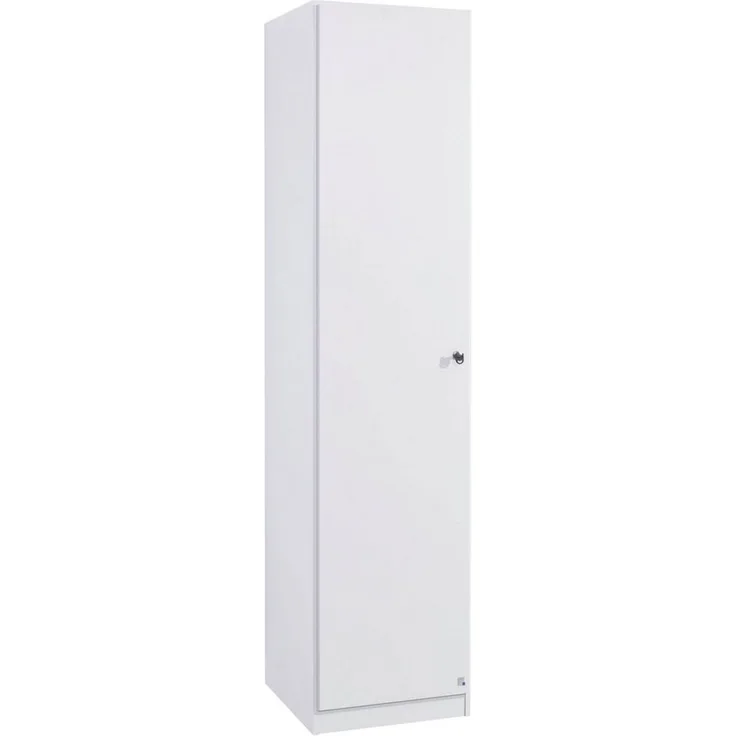 Rauch Möbel Buchholz Schrank abschließbar, Abschließbarer Kleiderschrank in Weiß 1-türig inkl. Zubehörpaket Basic 1 Kleiderstange, 1 Einlegeboden BxHxT 47 x 197 x 54 cm