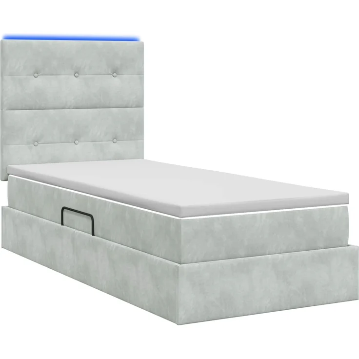 vidaXL LED-Speicherbett mit Matratze Hellgrau 100 x 200 cm Samt 3460110 – Bild 9