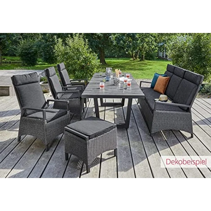 KERAMO Ausziehtisch 100x200, Platte Keramik Holzoptik dunkelgrau, Alu- Gestell V-Fuß, Synchronauszug – Bild 2