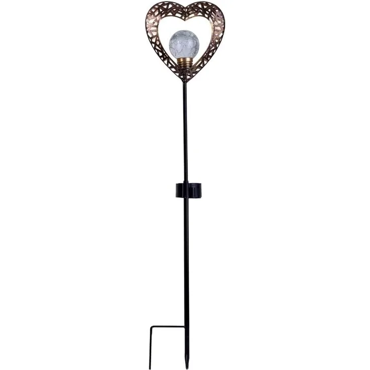 näve LED Solarleuchte Herz, LED fest integriert, Warmweiß, 2er Set, Erdspieß, Höhe: 59cm, LED warmweiß, inkl. Akku