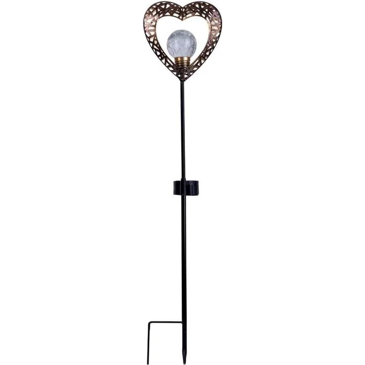 näve LED Solarleuchte Herz, LED fest integriert, Warmweiß, 2er Set, Erdspieß, Höhe: 59cm, LED warmweiß, inkl. Akku – Bild 1