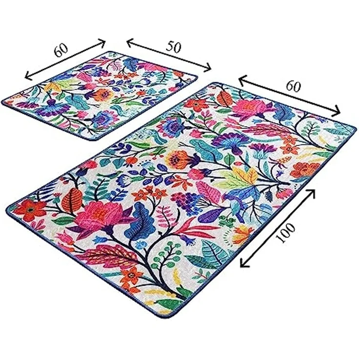 Badezimmerteppich-Set, 2 Stück, Bunte Blumen – Bild 2