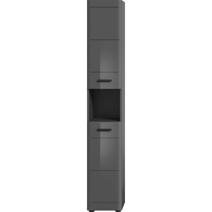 Hochschrank Soft - Grau / Grau Hochglanz – Bild 2