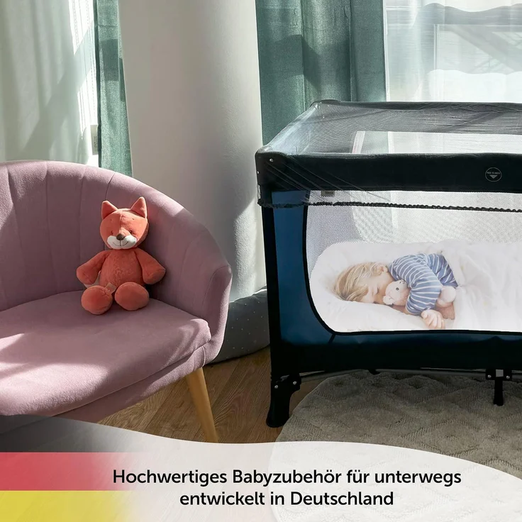 Zamboo Baby-Reisebett Universal - Grau, Insektenschutz / Mückennetz für Baby Reisebett Moskitonetz Babybetten – Bild 8