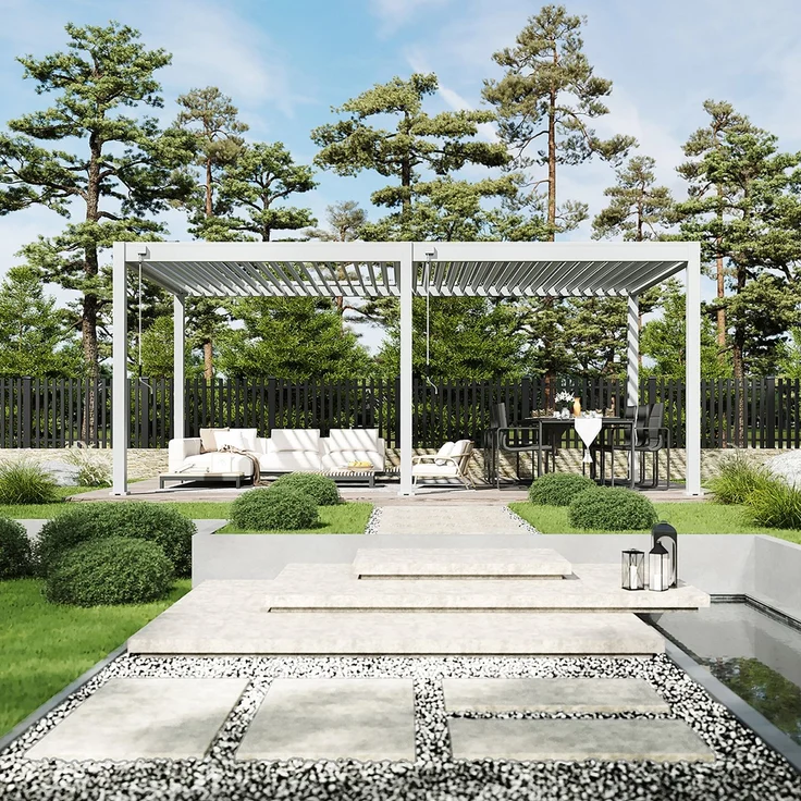 Weide 'Classic' Pergola, freistehend, Aluminium / Stahl weiß, 600 x 300 x 255 – Bild 2