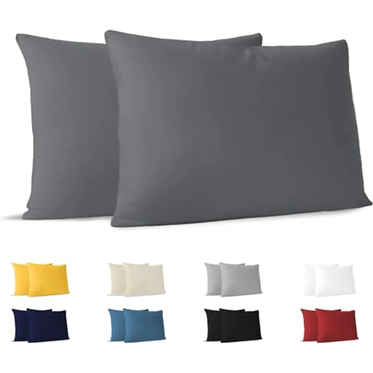 Dreamzie Kissenbezug 30x50 (Set mit 2) - 100% Jersey Baumwolle 150 g/qm Kissenbezüge -Anthrazit - Für Kissenbezug 50x30 cm - Kissenhülle - Resistent und Hypoallergen – Bild 2