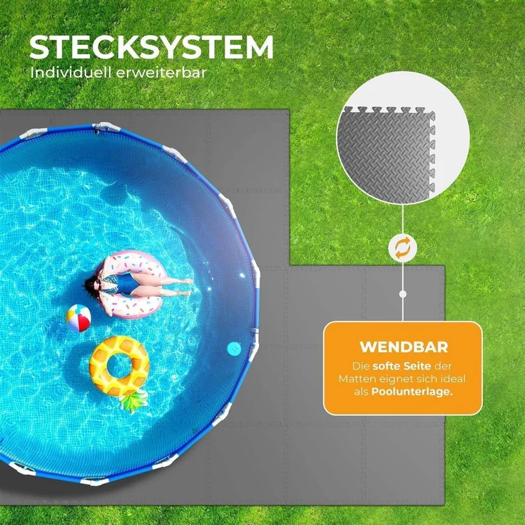 Bodenschutzmatten EXTRA DICK ( Anthrazit ) "Pool" 52x52cm ( 4 Stück ) – Bild 2